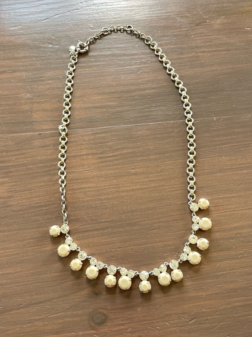 J Crew Gold Silver Tone Chunky Rhinestone Necklace